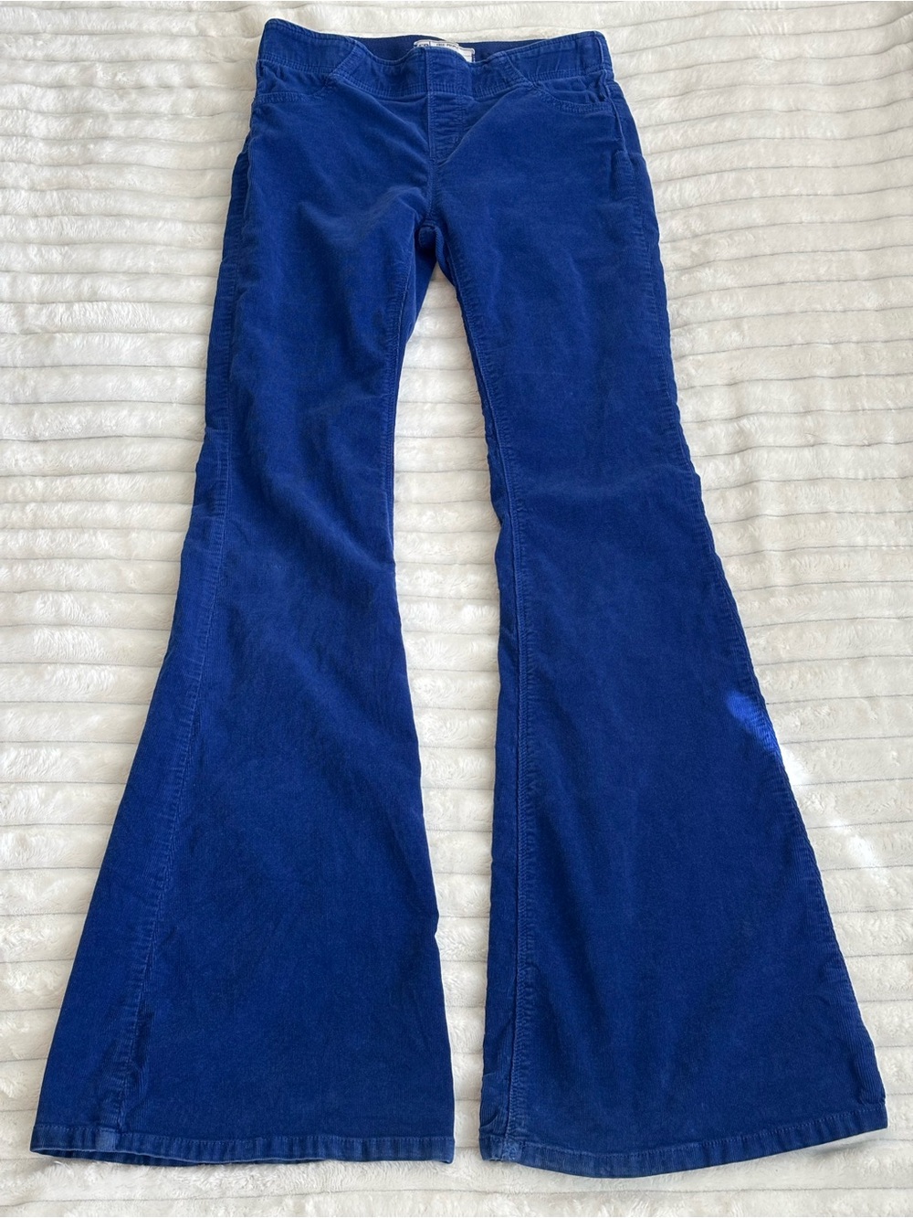 Free People blue pull-on corduroy flare pants, 26 boho 70s festival bell bottom